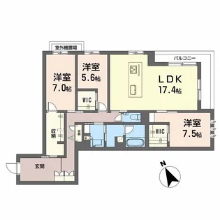 WITHPLUS天保山公園【2階】の間取り
