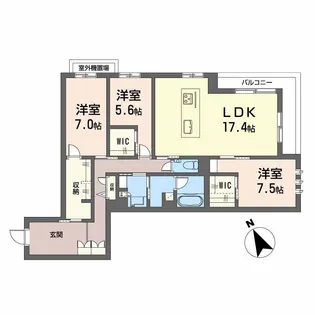 WITHPLUS天保山公園【3階】の間取り