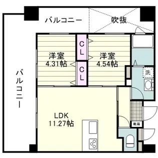 リアンシエルブルー高麗【1002号室】の間取り