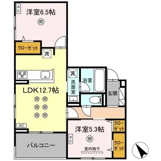 DーRESENA中央【2階】の間取り