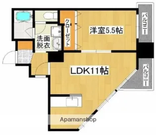 プランタン加治屋町【5階】の間取り