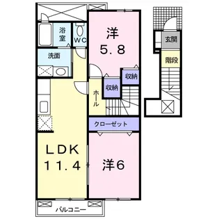 エンジェル エイト【2階】の間取り