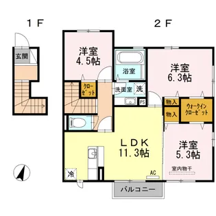 ラフィーネFⅡ【2階】の間取り
