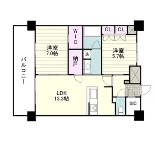 RJRプレシア鹿児島駅前【1306号室】の間取り