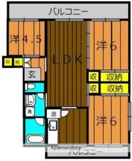 鴨池ハイム2号棟【401号室】の間取り