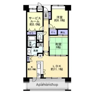 フローレンス加治屋町【9階】の間取り