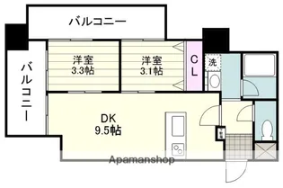パラシオン新上橋【502号室】の間取り