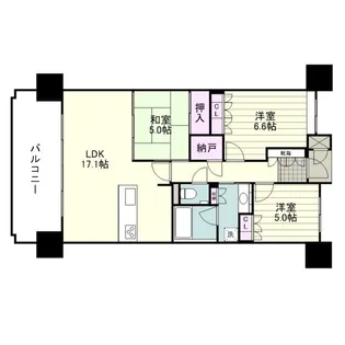 MJRザガーデン鹿児島中央 Ⅱ期【13階】の間取り