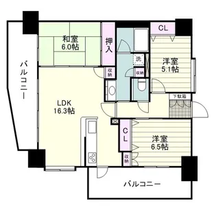 ル・サンク中央駅前【1406号室】の間取り