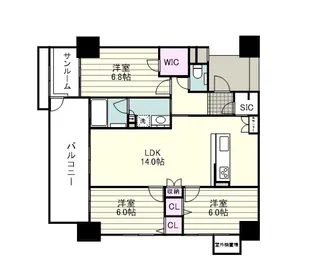 アンピール武之橋【1307号室】の間取り