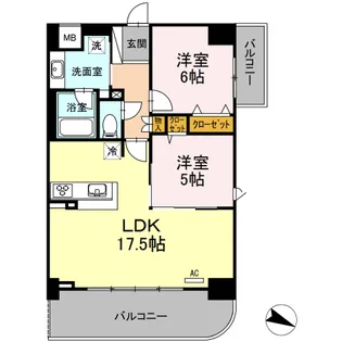 D GRANDE鹿児島中央【8階】の間取り