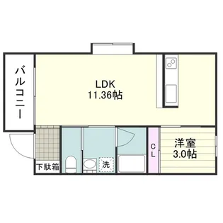 フェリジータ下荒田【0201号室】の間取り