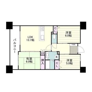 アドバンス21ベイスクエア県庁海岸通り【0306号室】の間取り