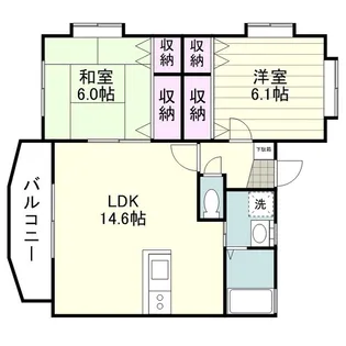 パークサウス薬師【0202号室】の間取り