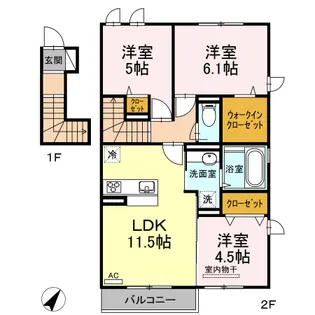 リ・クレール A棟【2階】の間取り