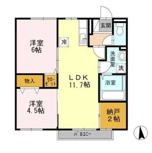 セジュールプルミエ A棟【2階】の間取り