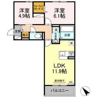 メゾンドール東谷山 B棟【3階】の間取り