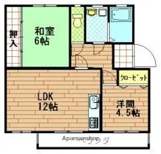 2LDKの間取り画像