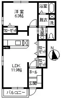 グランデ・フィオーレ【1階】の間取り