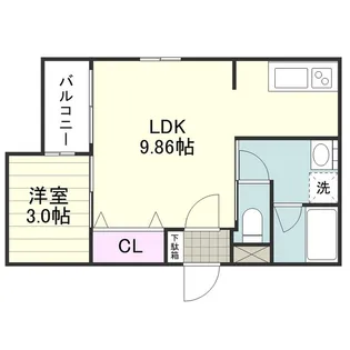 フェリジータ下荒田【0203号室】の間取り
