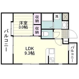 オー・シャン谷山駅前【0203号室】の間取り