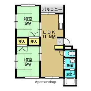 山口ハイツA棟【1階】の間取り