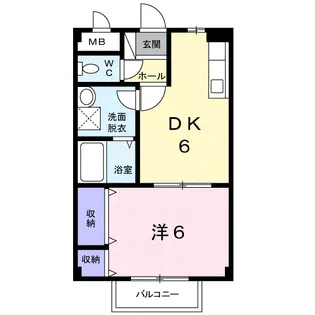 1DKの間取り画像