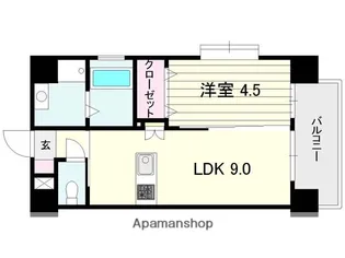 サンハイツ中洲通り【7階】の間取り