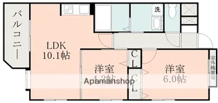 クラージュ田上【2階】の間取り