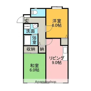 メルベーユ木元A棟【A102号室】の間取り