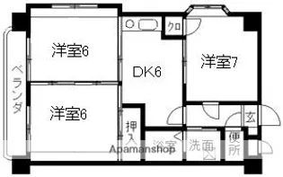 プレジデント下荒田【607号室】の間取り