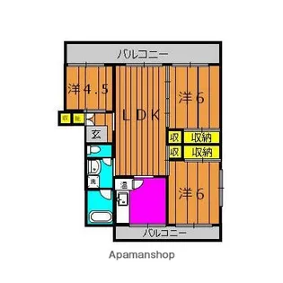 鴨池ハイム2号棟【4階】の間取り