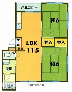 山口ハイツB棟【2階】の間取り