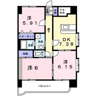 パームヒルズマンション【6階】の間取り