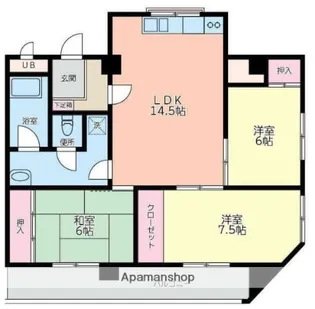 メゾン上之園【502号室】の間取り