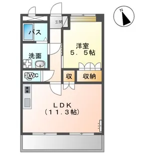 リバーブリーズ・天辰【203号室】の間取り