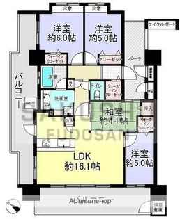 エイルマンション草牟田【1401号室】の間取り