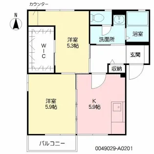 フローリッシュ・サザン A棟【201号室】の間取り