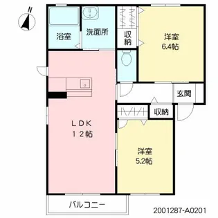 カーサ・フェリシータ A棟【2階】の間取り