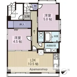 宇宿3丁目平田貸家【2F号室】の間取り