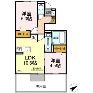フェリーチェ中郷【1階】の間取り