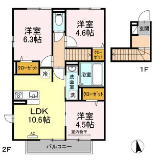 ボンヌシャンス【2階】の間取り