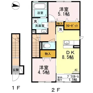 HAPPY FOREST B棟【2階】の間取り