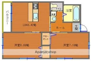 テンジン・ブランドール【305号室】の間取り