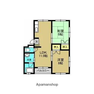 山口ハイツA棟【2階】の間取り