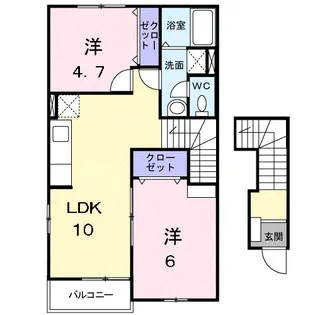 アンソレイエⅡ【2階】の間取り