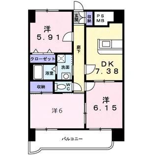 パ−ムヒルズマンション【6階】の間取り
