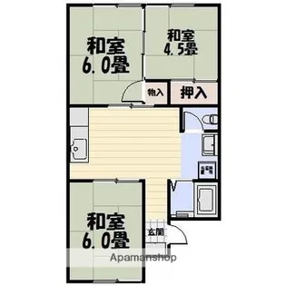 コーポ田原 B棟【102号室】の間取り