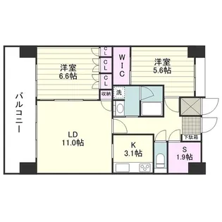 RJRプレシア郡元【0207号室】の間取り