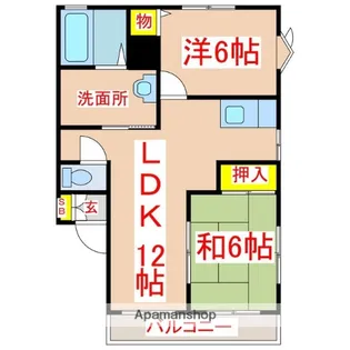 グランヒル伊敷B棟【201号室】の間取り
